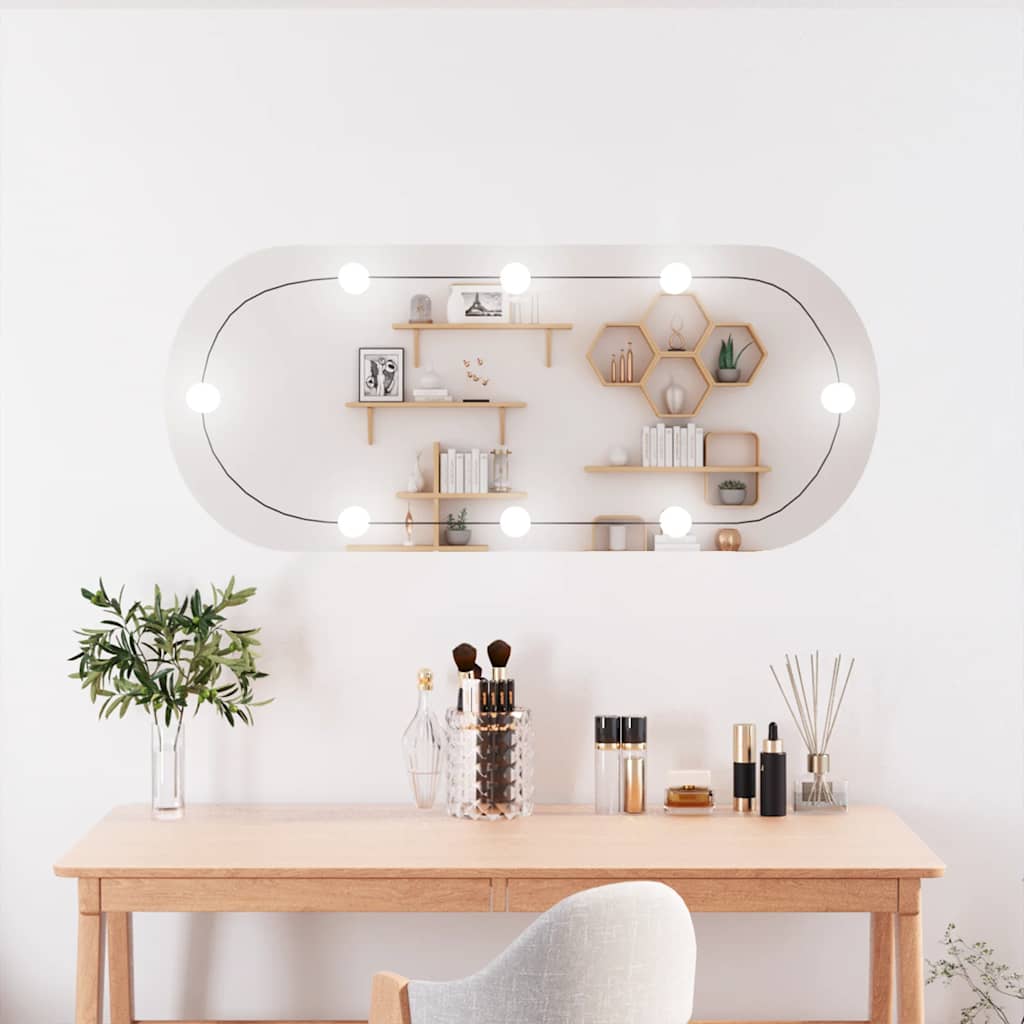 Espejo de pared con luces LED vidrio rectangular 30x60 cm