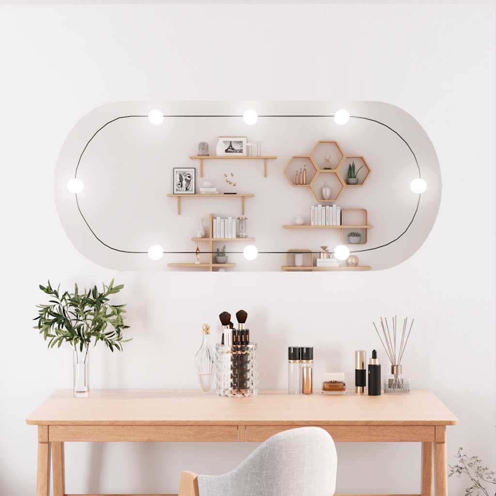Espejo de pared con luces LED vidrio rectangular 30x60 cm