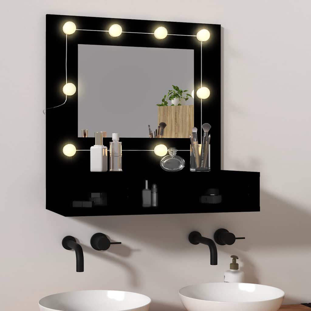 Mueble con espejo y LED color gris Sonoma 60x31,5x62 cm