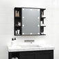 Mueble con espejo y LED madera vieja 70x16,5x60 cm