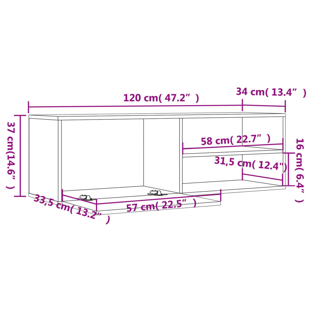 Mueble de TV de madera de ingeniería gris sonoma 120x34x37 cm