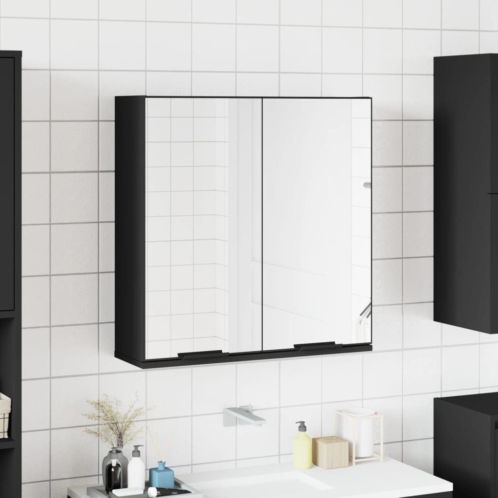 Armario de baño con espejo blanco 64x20x67 cm