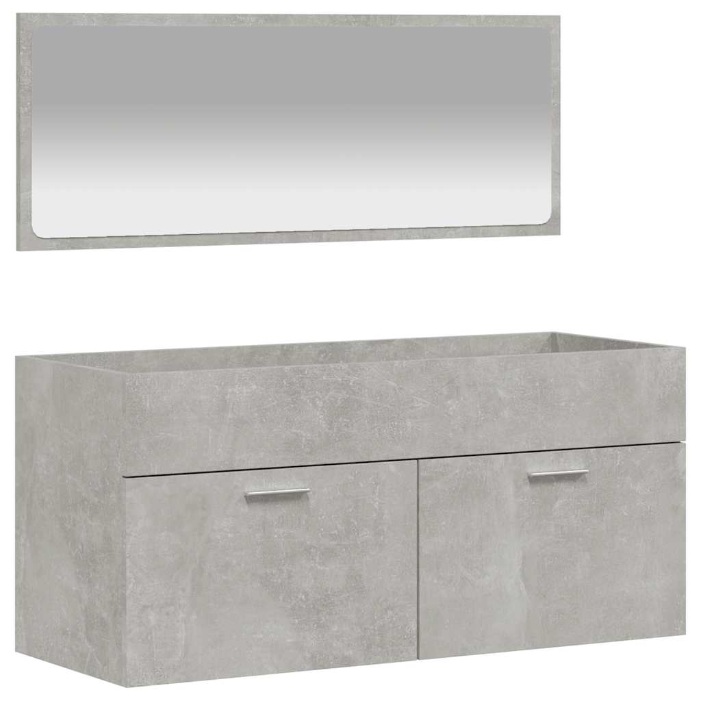 Armario de baño con espejo madera de ingeniería gris hormigón
