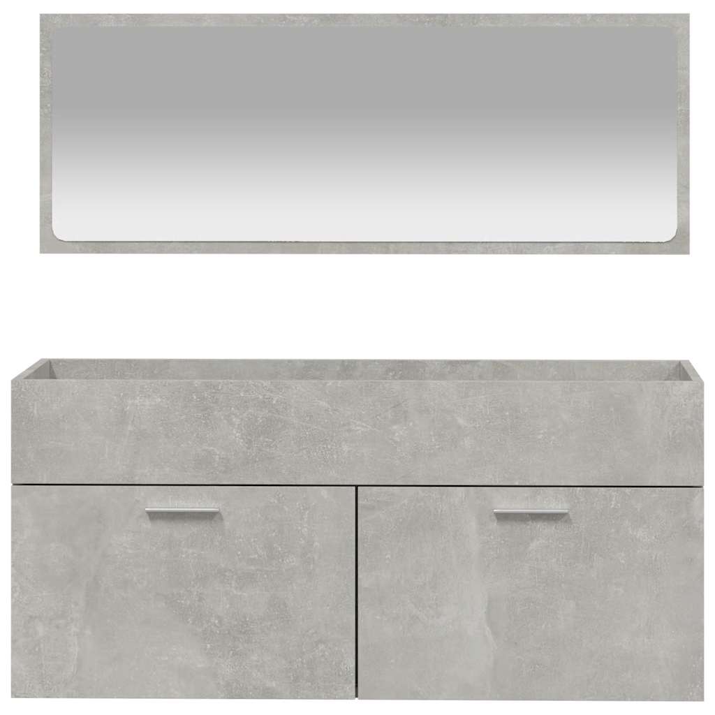 Armario de baño con espejo madera de ingeniería gris hormigón