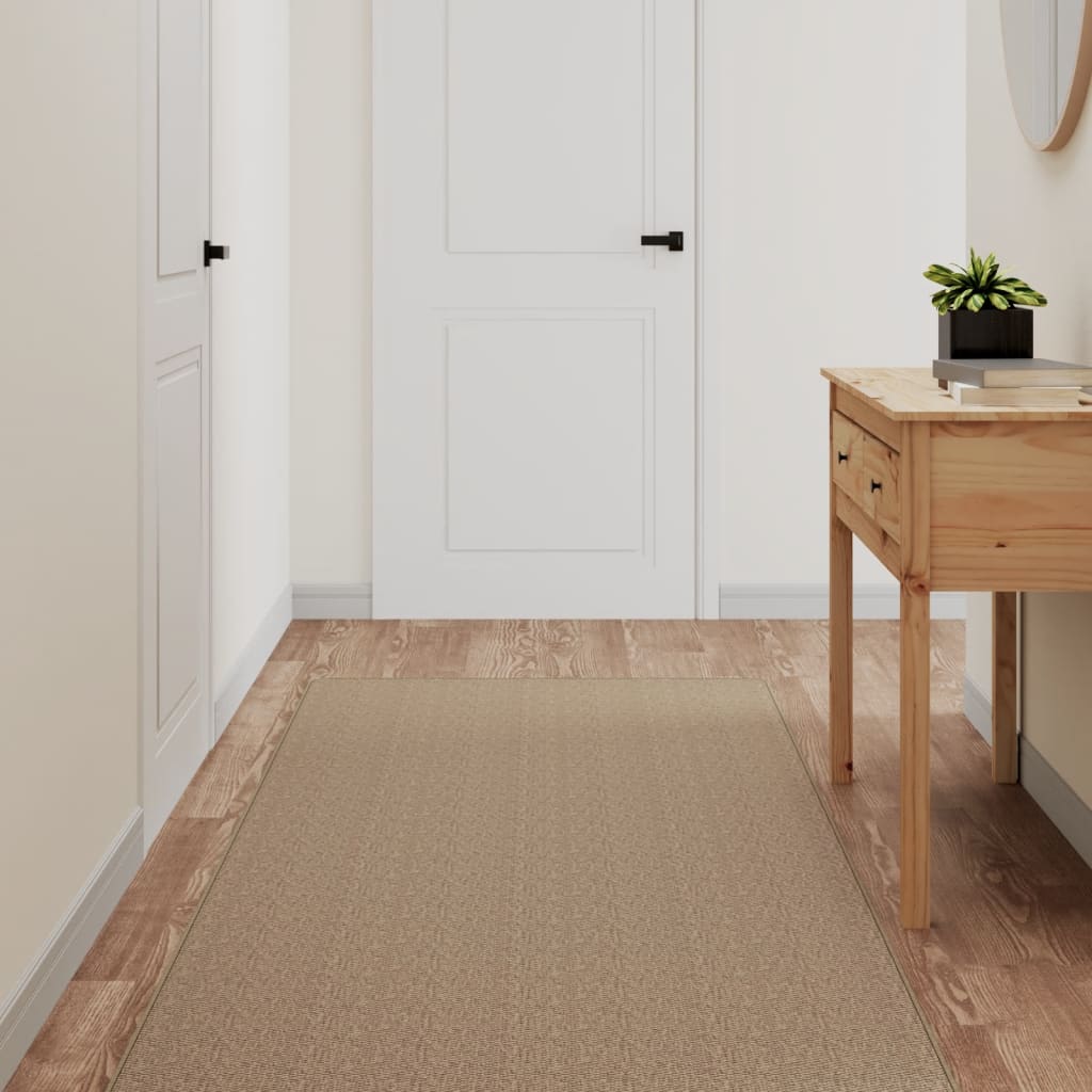 Alfombra de pasillo con aspecto de sisal color arena 50x100 cm