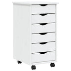 MOSS chest of drawers with casters, solid pine, white