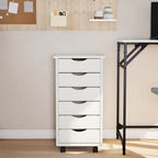 MOSS chest of drawers with casters, solid pine, white
