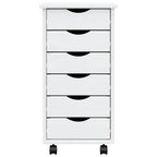 MOSS chest of drawers with casters, solid pine, white