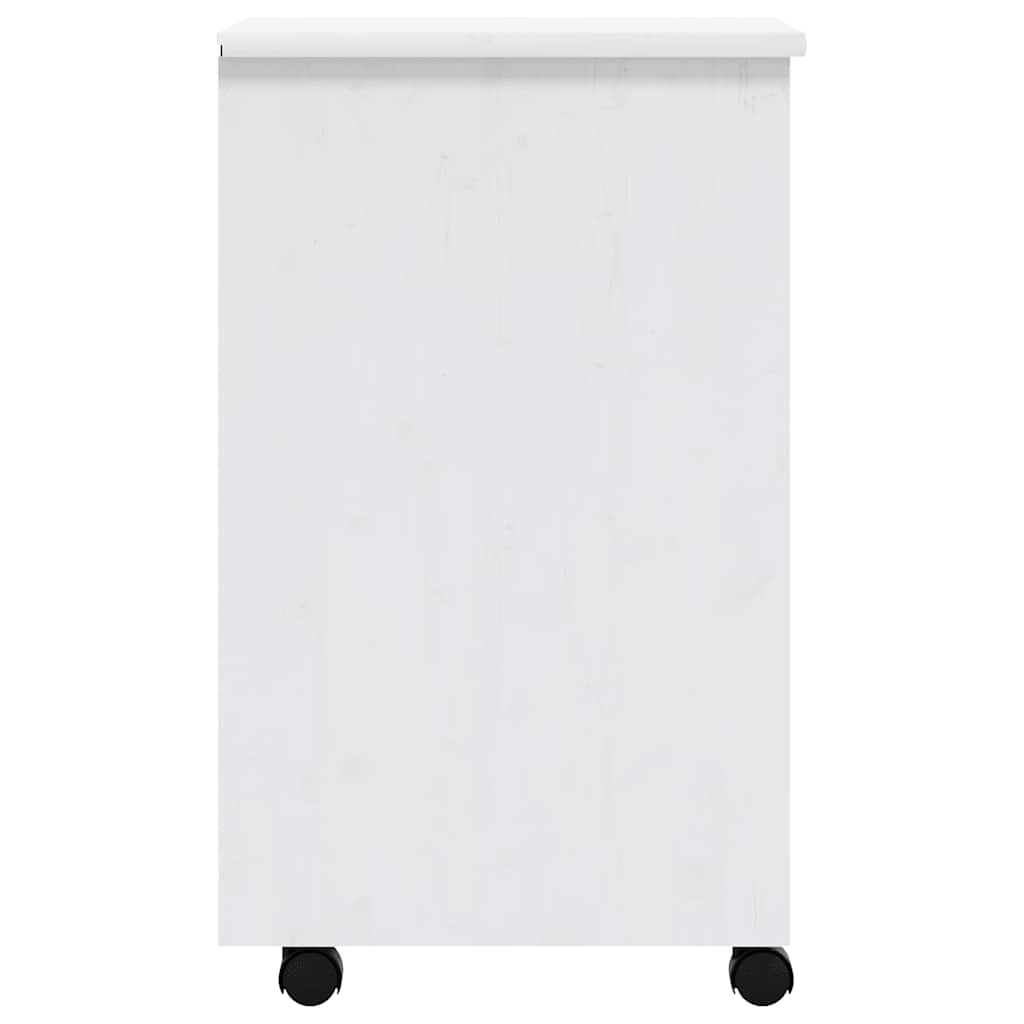 MOSS chest of drawers with casters, solid pine, white