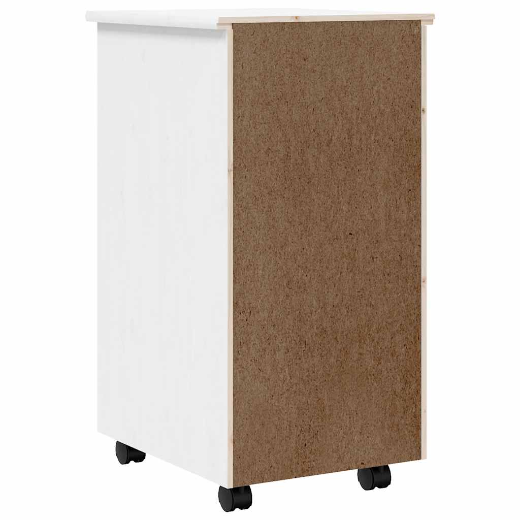 MOSS chest of drawers with casters, solid pine, white