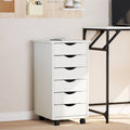 MOSS chest of drawers with casters, solid pine, white