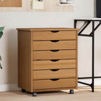 MOSS chest of drawers with casters, solid pine, white