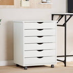 MOSS chest of drawers with casters, solid pine, white