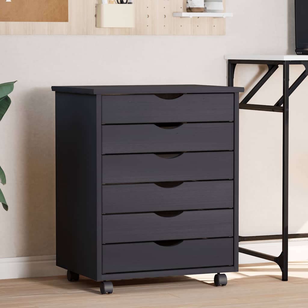 MOSS chest of drawers with casters, solid pine, white