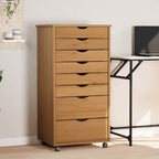 MOSS chest of drawers with casters, solid pine, white