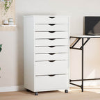 MOSS chest of drawers with casters, solid pine, white