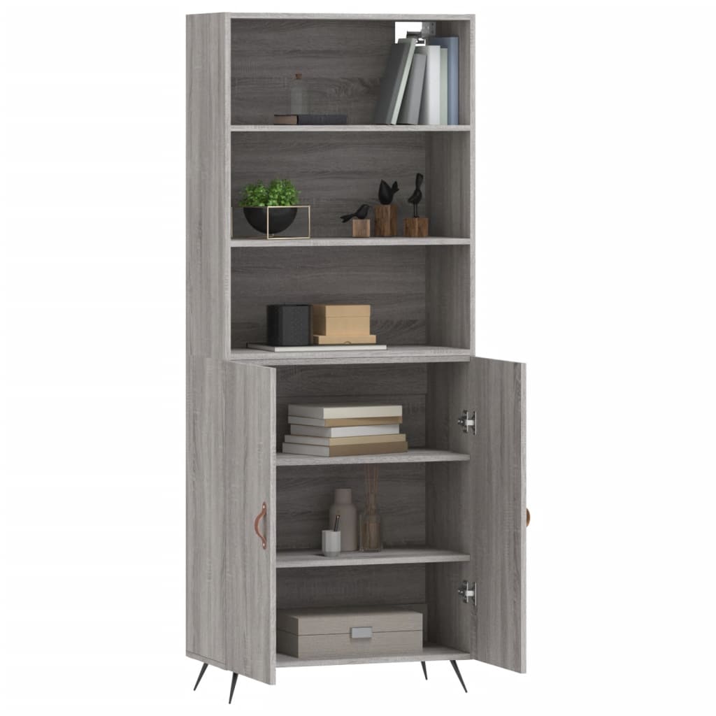 Aparador alto madera contrachapada gris sonoma 69,5x34x180 cm