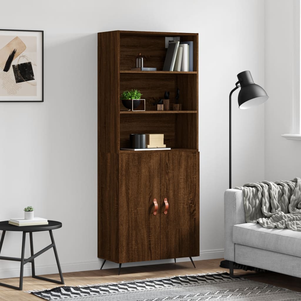 Aparador alto madera contrachapada gris sonoma 69,5x34x180 cm