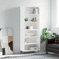 Highboard engineered wood white 69.5x32.5x180 cm