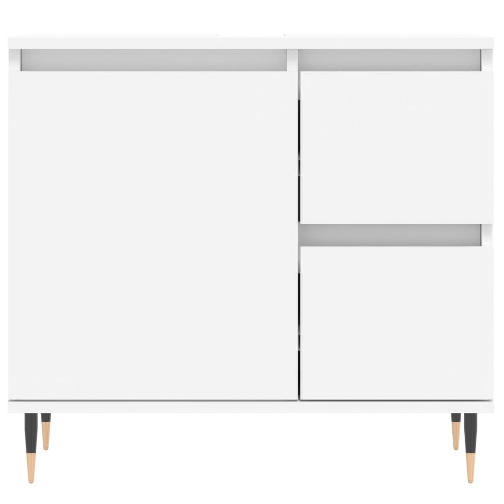 Juego de muebles de baño 3 pzas madera contrachapada blanco
