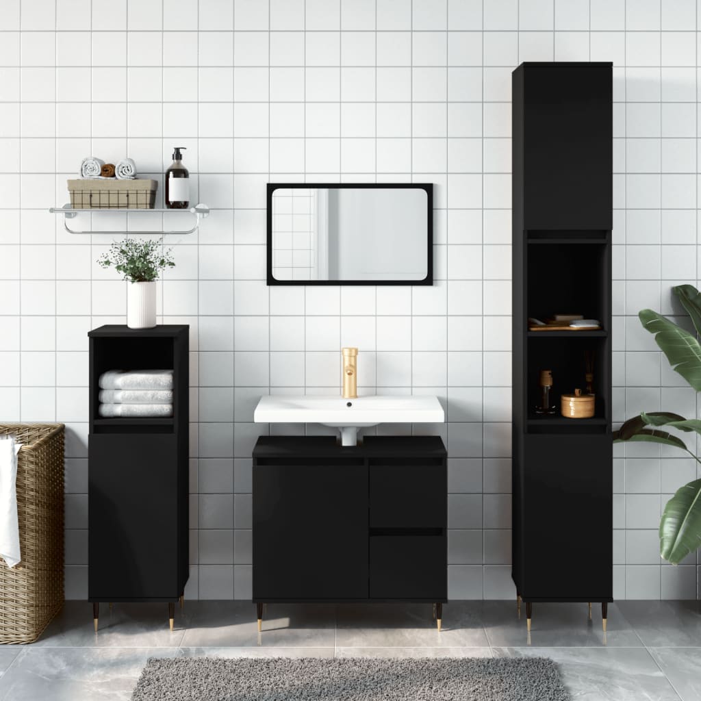 Juego de muebles de baño 3 pzas madera contrachapada blanco