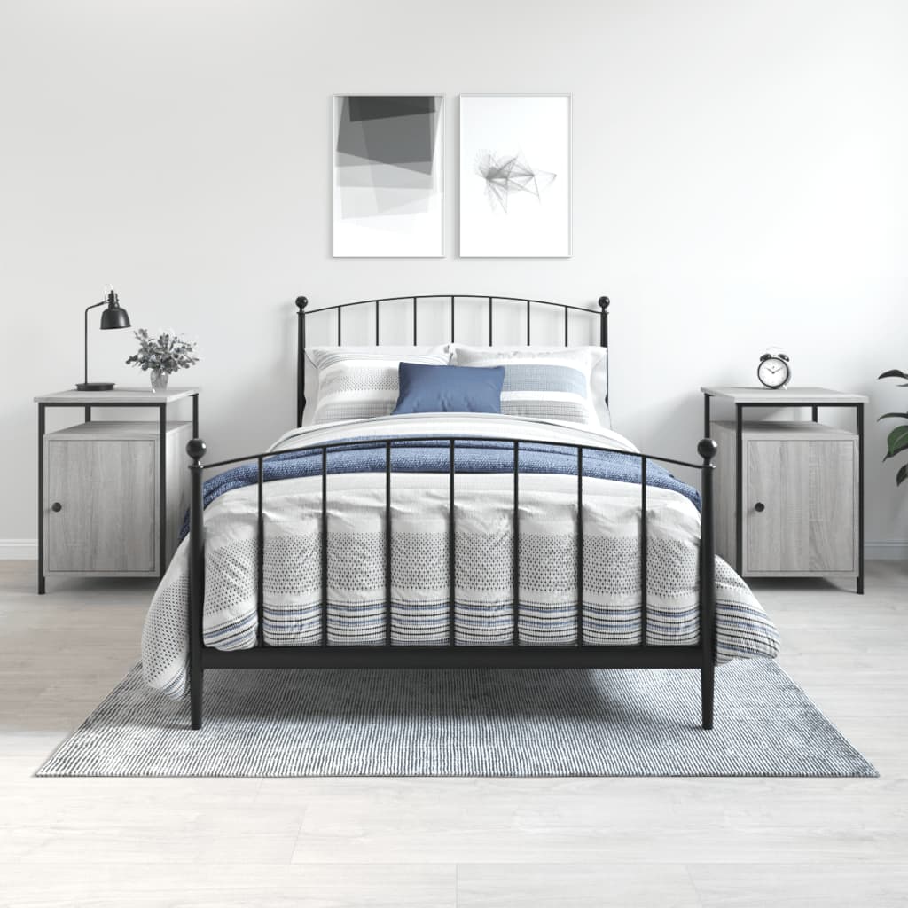 Mesita noche 2 uds madera ingeniería roble Sonoma 34x35,5x70 cm