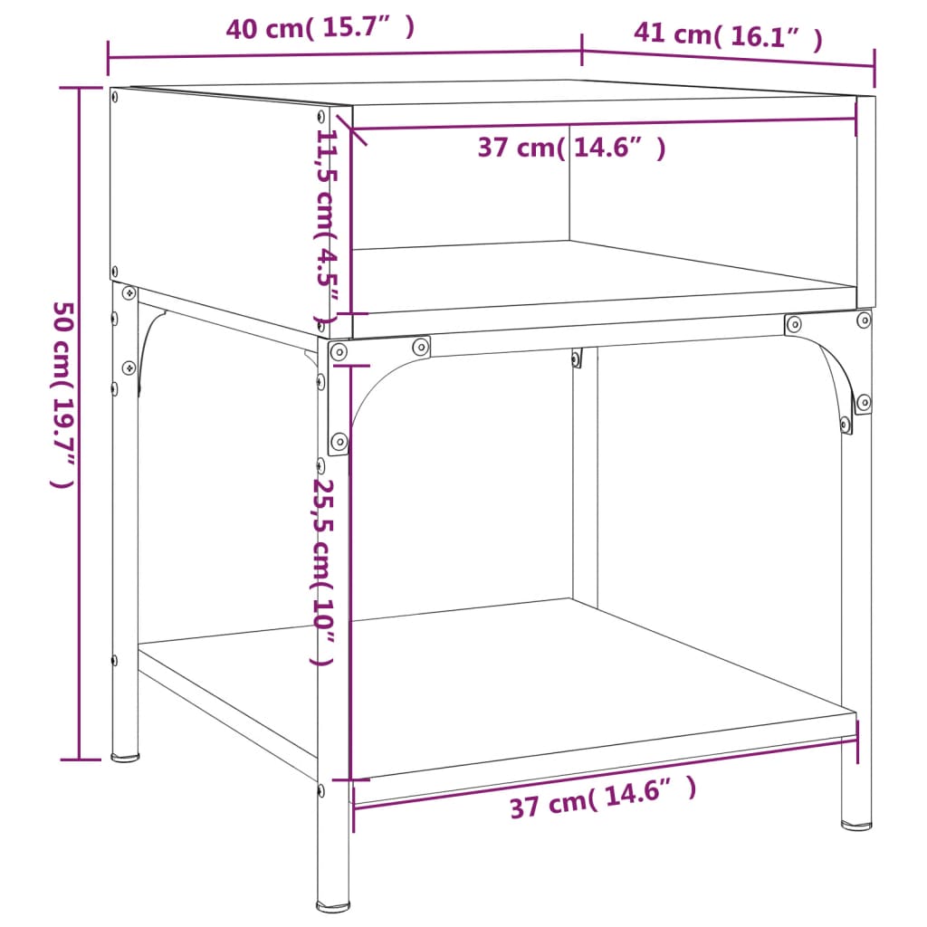 Mesita de noche 2 uds madera ingeniería gris Sonoma 40x41x50 cm