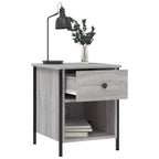 Mesita de noche 2 uds madera ingeniería gris Sonoma 40x42x50 cm