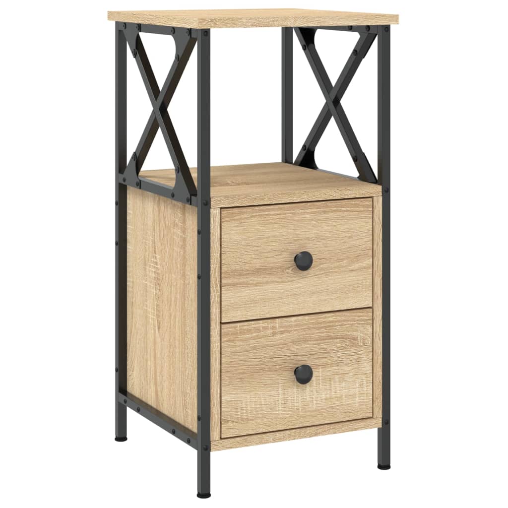 Mesita noche 2 uds madera ingeniería roble Sonoma 34x35,5x70 cm