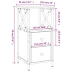Mesita noche 2 uds madera ingeniería roble Sonoma 34x35,5x70 cm