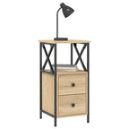 Mesita noche 2 uds madera ingeniería roble Sonoma 34x35,5x70 cm