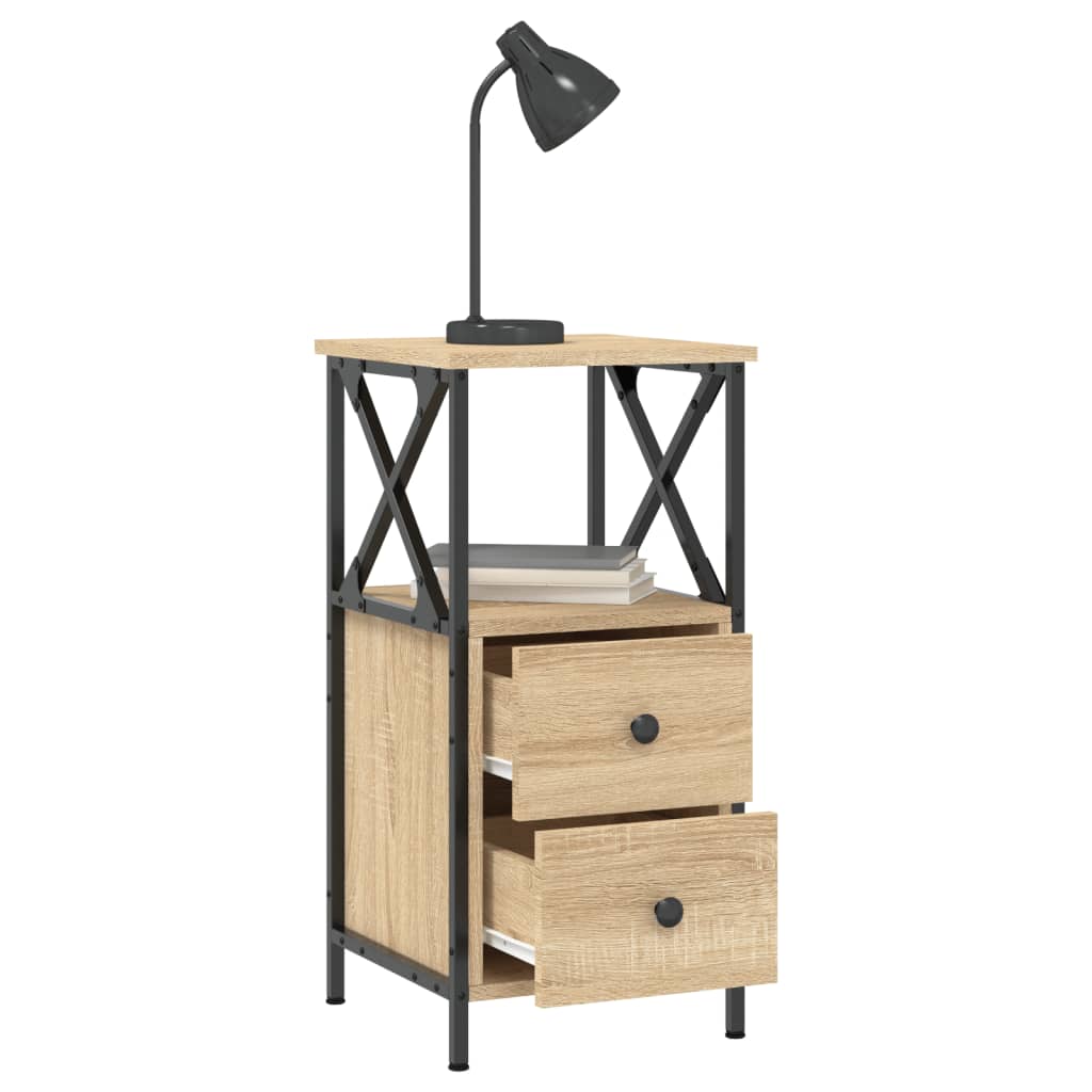 Mesita noche 2 uds madera ingeniería roble Sonoma 34x35,5x70 cm
