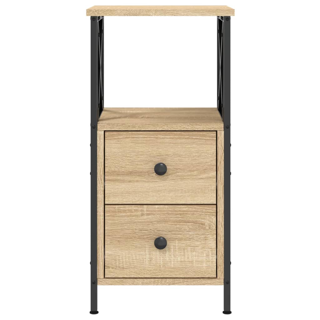 Mesita noche 2 uds madera ingeniería roble Sonoma 34x35,5x70 cm