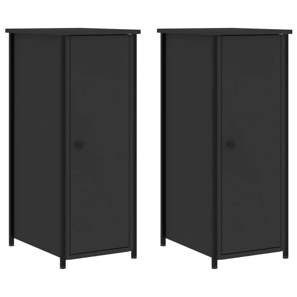 Mesitas de noche 2 uds madera de ingeniería negro 32x42x80 cm