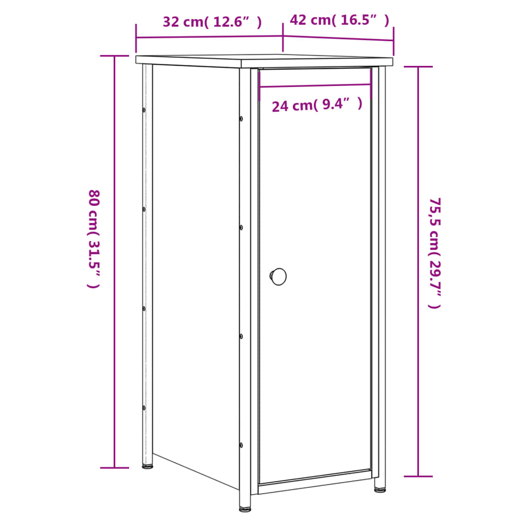 Mesitas de noche 2 uds madera de ingeniería negro 32x42x80 cm