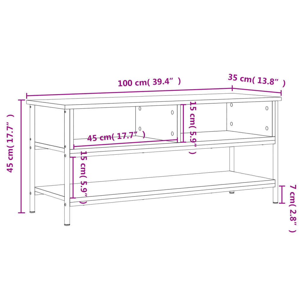 Mueble de TV roble Sonoma 100x35x45 cm madera de ingeniería