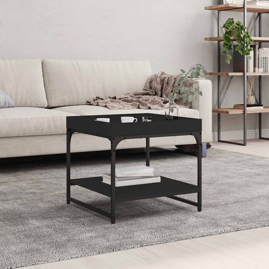 Mesa centro madera ingeniería y hierro gris Sonoma 80x80x45 cm