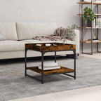 Mesa centro madera ingeniería y hierro gris Sonoma 80x80x45 cm