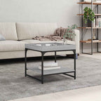 Mesa centro madera ingeniería y hierro gris Sonoma 80x80x45 cm