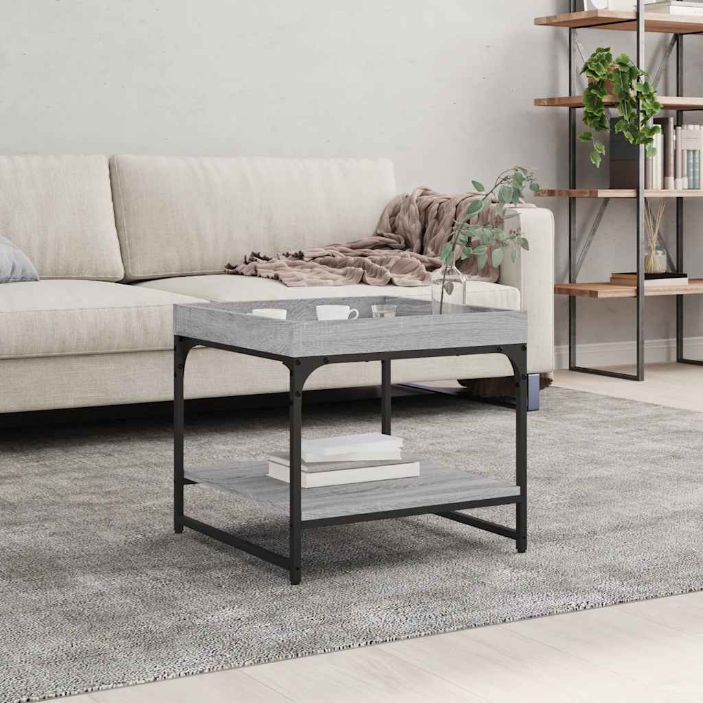 Mesa centro madera ingeniería y hierro gris Sonoma 80x80x45 cm