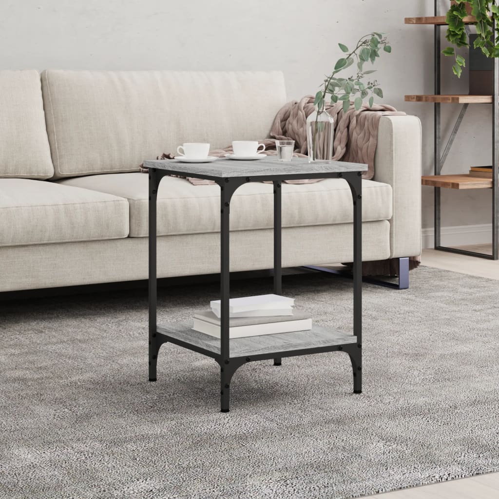 Mesa centro madera ingeniería y hierro gris Sonoma 80x80x45 cm