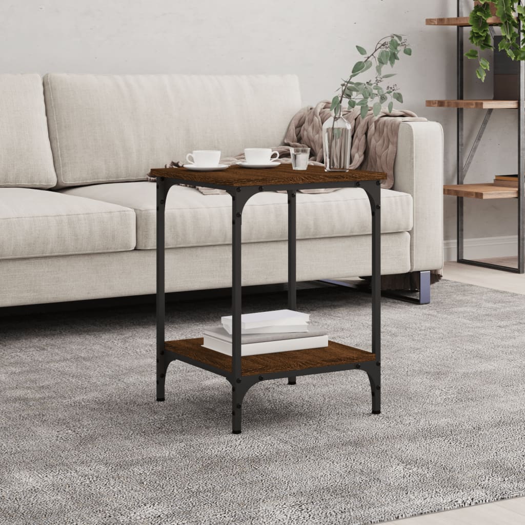 Mesa centro madera ingeniería y hierro gris Sonoma 80x80x45 cm