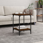 Mesa centro madera ingeniería y hierro gris Sonoma 80x80x45 cm
