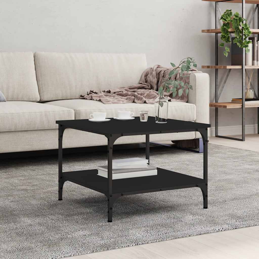 Mesa centro madera ingeniería y hierro gris Sonoma 80x80x45 cm