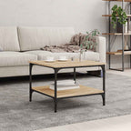 Mesa centro madera ingeniería y hierro gris Sonoma 80x80x45 cm