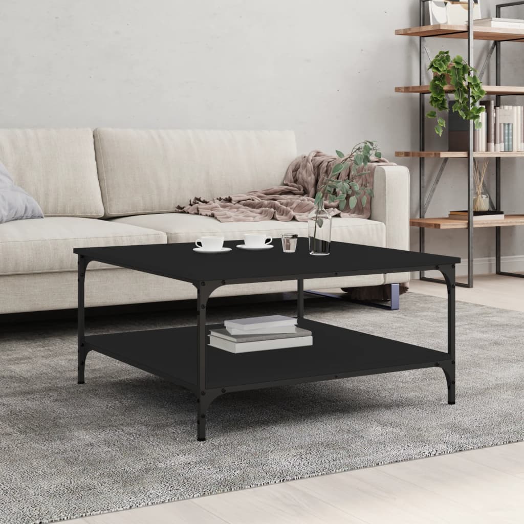Mesa centro madera ingeniería y hierro gris Sonoma 80x80x45 cm