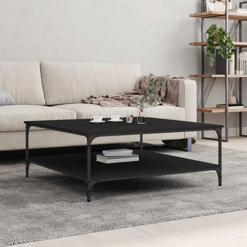 Mesa centro madera ingeniería y hierro gris Sonoma 80x80x45 cm
