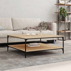 Mesa centro madera ingeniería y hierro gris Sonoma 80x80x45 cm