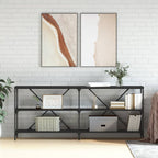 Mesa consola con estante madera ingeniería negra 100x29x75 cm