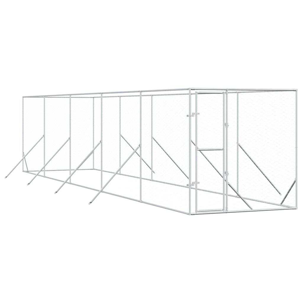 Perrera de exterior acero galvanizado plateado 2x10x2 m